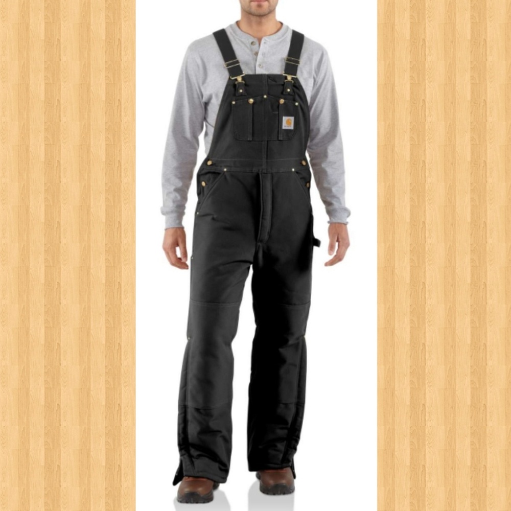 Carhartt Bib Overall Black Duck Lined 34 x 30
